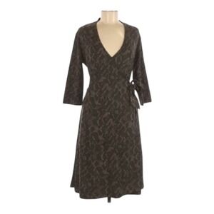 J. Jill Knit‎ Wrap Midi Dress Stretch Gray Geometric Print Plus Size 3X